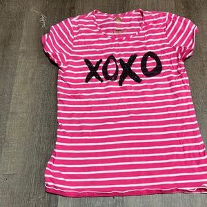 Great for Valentine’s Day! Girls size XL Pink & White Striped T Shirt with XOXO